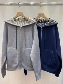 Dior reversible hooded zip-up cardigan-4864